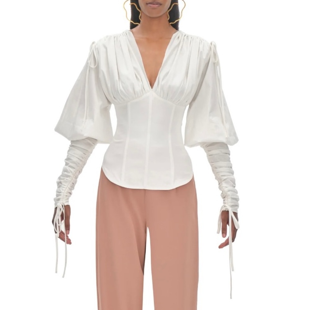 Andrea Iyamah White Corset Blouse